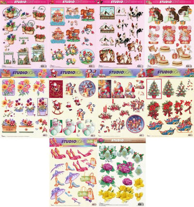 10x 3DA4 Knipvellen - Voor elk wat wils - Maak prachtige kaarten en scrapbook - Inhoud verschillend per pakket