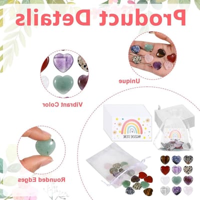 Set van 12 geluksstenen voor oudejaarsavond, hart helende stenen, cadeau voor verjaardag en nieuwjaarsviering, perfect als bedankje of Valentijnsdag geschenk