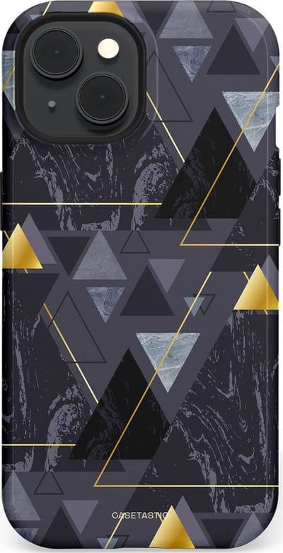 Casetastic hoesje geschikt voor Apple iPhone 15 - MagSafe - Dubbellaagse bescherming - Zwart Goudpatroon - Fashion Case - Donkergrijs Grijs