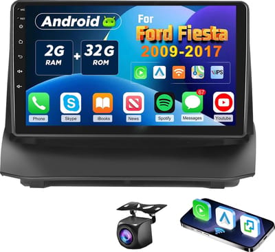 ESSGOO voor Ford Fiesta Carplay Autoradio - 2009-2017 - Android 15 2+32GB - 9" Touchscreen - GPS, Wifi, SWC - Achteruitrijcamera