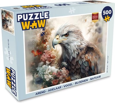 Puzzel Arend - Adelaar - Vogel - Bloemen - Natuur - Legpuzzel - Puzzel 500 stukjes