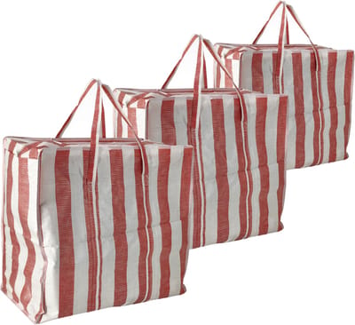 Opbergtas met Rits 80L – 3 Stuks Grote Opbergtassen voor Dekbedden, Kleding & Kerstboom – Big Shopper XL – Verhuis Opbergtas