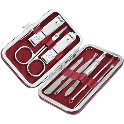 8 Stuks Roestvrij Staal Nagelschaar Knipper Set Vingernagel Teennagel (Rood) rood