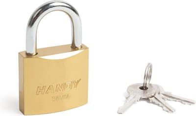 Handy - Hangslot met Sleutel 38mm - Hangsloten - Gehard staal - Sluiting ⌀ 6MM - incl. 3 Sleutels - Slot - Slotje - BPK