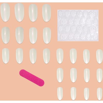24 Stuks Minimalistisch Elegante Dagelijkse Aurora Wit Amandelvormige Kunstnagels Nageltips Set, Geschikt Voor Meisjes En Dames Voor Dagelijks Gebruik Nagelbenodigdheden