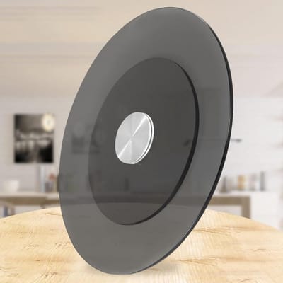 Draaibare Serveerplateau - Draaitafel Eettafel - Gezellig Tafelen - 8mm Gehard Glas - 60 cm - Zwart