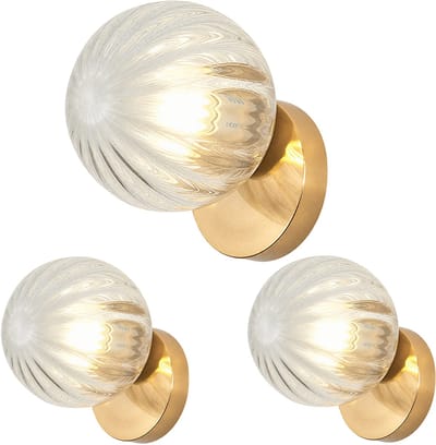 Set van 3 Wandlamp Binnen Glas Wandlampen Moderne voor Slaapkamer Woonkamer Badkamer Goud