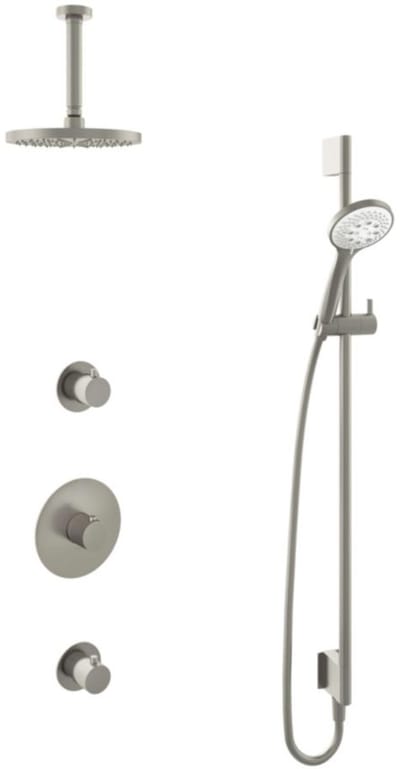 Hotbath Buddy - Inbouw Regendoucheset - 2 Stopkranen - Thermostatisch - Plafondbuis 15 cm - Hoofddouche 200 mm - Ronde Handdouche 3 Standen - Glijstang 900 mm - Waterbesparend - V02