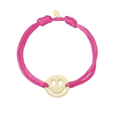Bijoutheek Armband (Sieraad) Koord Smiley Vriendschap Fuchsia