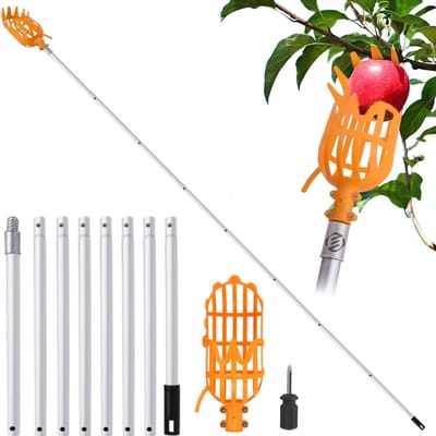 Equivera Appelplukker - Fruitplukker - Appel Plukker - Fruit Plukker - Fruitplukker met Steel - Appelplukker met Steel - Vluchtenplukker - Gemakkelijk fruit plukken!