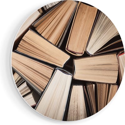 Artaza Forex Muurcirkel Boeken Bladzijdes bij elkaar - 90x90 cm - Groot - Wandcirkel - Rond Schilderij - Muurdecoratie Cirkel