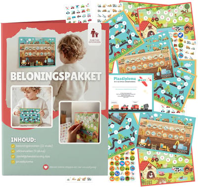 12 Grote Beloningskaarten - 315 Stickers en Diploma - Beloningspakket Zindelijkheidstraining