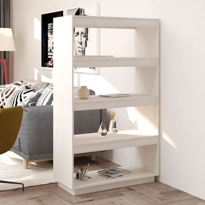 vidaXL - Boekenkast/kamerscherm - 80x35x135 - cm - massief - grenenhout - wit