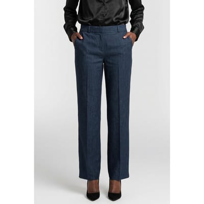 Brooks Brothers Front Trousers Linen Blue Größe: XS | Stoffhosen Outlet | Damen | Blau