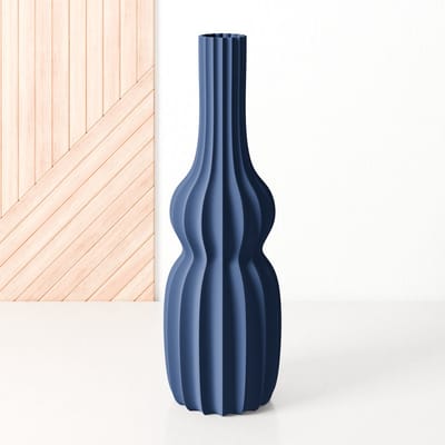 Fleuriek - Hoge vaas Blauw - H50 cm - Smalle vloervaas of decoratieve bloemenvaas, gekleurde design vaas van kunststof - Ventserbank vaas