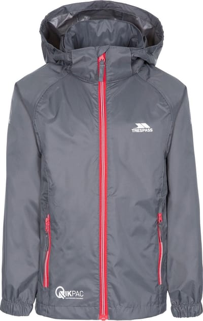 Trespass kinderregenjas Qikpac X - Unisex kinderjas die je kunt opvouwen Tp75 Flint