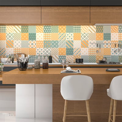 Zelfklevende tegelmuurstickers voor keuken en badkamer - 60 DAGMAR cementtegelstickers - 60 stickers 20x20cm