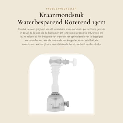 Dailygoods- Kraanmondstuk Roterend - Verstelbaar - Waterbesparend - Keuken/Badkamer - 13 cm - Grijs - Keukenkraan