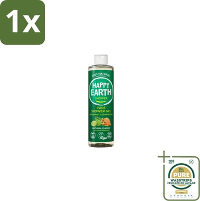 1 x Happy Earth – Douchegel – 100% Natuurlijk Bergamot Cedarwood – 300 ml- Douchegel Bergamot Cederhout - Natuurlijke Douchegel - Vegan Douchegel - Biologische Douchegel - Douchegel Zonder SLS