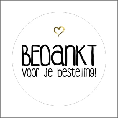 Etiketten XXL - Sluitstickers - verzendsticker – Bedankt voor je bestelling - Wit / Zwart-Goud - Rond 11.5cm - 250 stuks
