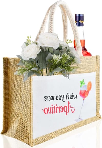 Aperol geschenktas voor vrouwen, jute shopper voor strand en dagelijks gebruik, stijlvolle accessoires voor elke gelegenheid