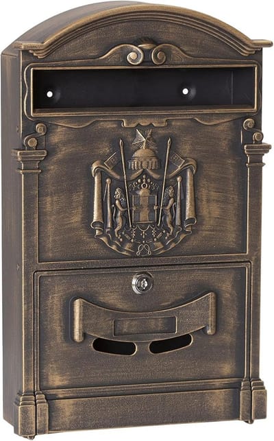 Brievenbus met venster - Postbak met krantenvak - Veilig post ontvangen - Stevig staal gepoedercoat - 25x41x9 cm - Brons