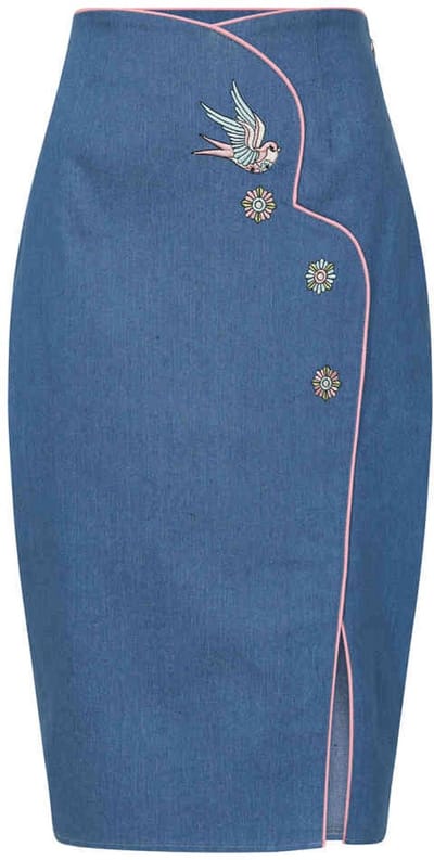 Banned - Millie Swallow Kokerrok - S - Blauw