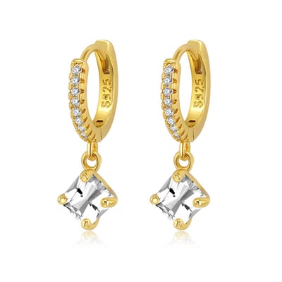 ILVY Oorbellen - Goud Strass | Ø 13 mm | hanger 20 x 5 mm | 925 Silver