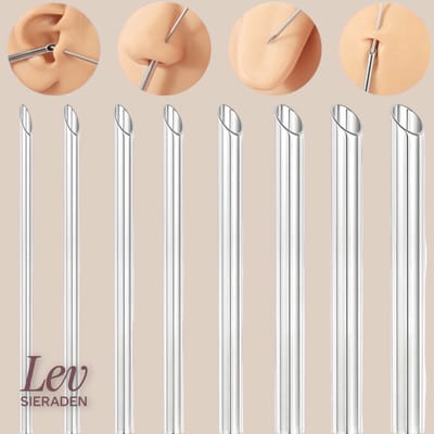 Body piercing naalden set van 5 stuks - 14G - 1.6 mm dikte steriel verpakt