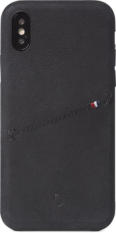 DECODED Leren Back Cover - iPhone X / Xs - Hoesje met Pasjeshouder - Hoogwaardig Europees Leer - Zwart