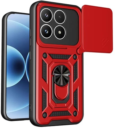MobyDefend Hoesje - Geschikt voor Xiaomi 17 - Pantsercase Met Draaibare Ring - Rood