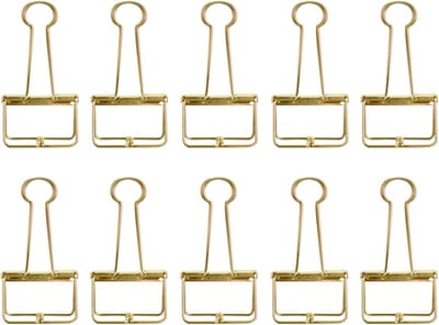 Gouden Klemmen Set van 10 Stuks, 32mm Metalen Bindclips voor Planner, Kranten en Kantoor - Grote Papier Klemmen voor Thuis en School