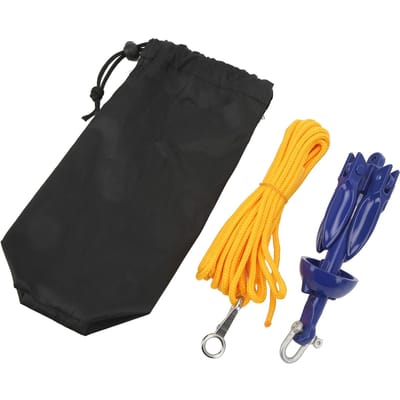 Ancre Marine Bleue en Aluminium Pliable pour Bateau Kayak avec Corde Jaune pour Pêcheurs