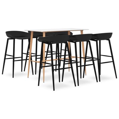 vidaXL - 7-delige - Barset - wit - en - zwart