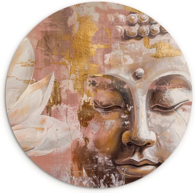 WallCircle® Wandcirkel 120x120 cm - Muurcirkel Buddha - Bloem - Abstract - Modern - Kunst - Zen - Cultuur - Muurdecoratie woonkamer - Wanddecoratie slaapkamer - Kamer decoratie accessoires - Ronde schilderijen - Woonaccessoires cirkel