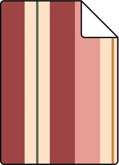 Proefstaal ESTAhome behang strepen roze, bruin, groen en bordeaux rood - 26.5 x 21 cm - 132039-S