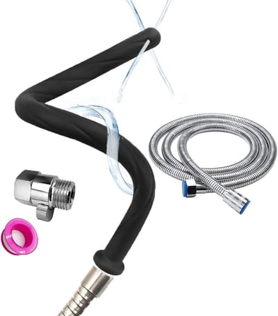 SnelShoppen - Douches en klysma's set met 4 gaten, flexibele inloopslang, siliconen mondstuk, inloopopzetstuk voor mannen en vrouwen, 42 cm + 150 cm s