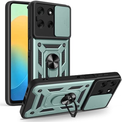 Coverup Hoesje - Geschikt voor Motorola Moto G56 Hoesje - Coverup Armor Ring Kickstand Back Cover met Camera Shield - Groen
