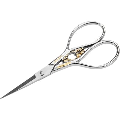 1 st RVS Kleermakersscharen Huishoudelijke DIY Naaibenodigdheden(zilver met gouden patroon) white