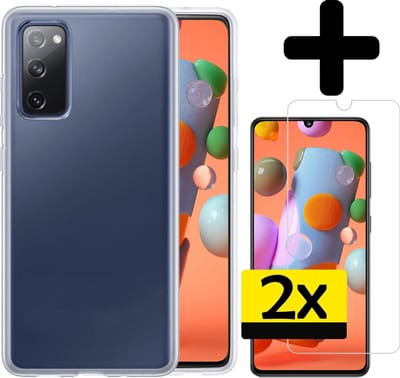 Hoesje - Met 2x Screenprotector - Geschikt voor Samsung Galaxy A41 - Sterk & Shockproof - Back Cover - Siliconen Case - Telefoon Hoes - Telefoonhoesjes - Transparant