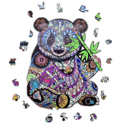 ACROPAQ Houten puzzel panda – 150 stukjes – A4 formaat (210 x 297 mm) – Houten legpuzzel dieren voor kinderen en volwassenen