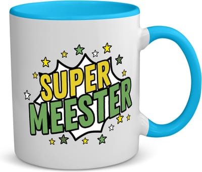Akyol - super meester koffiemok - theemok - blauw - Meester - een meester - school - verjaardagscadeau - afscheidscadeau - kado - gift - 350 ML inhoud