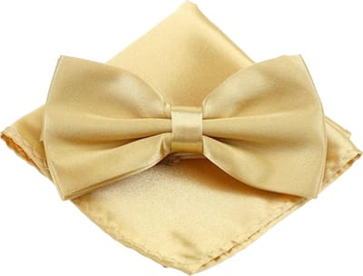 Fako Fashion - Vlinderstrik Inclusief Pochette - Vlinderdas - Strikje - Pochet - Goudgeel