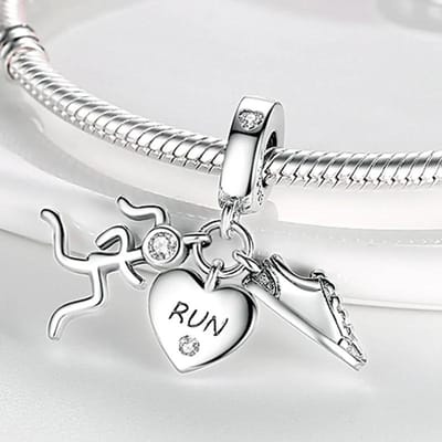 Bedel Koperen Athlete Schoenen En Hartvormige Hangers Past Op Charm Echte Armbanden Kralen Dames Sieraden Handwerk white
