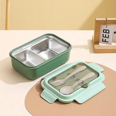 Boîte à lunch isotherme en acier inoxydable 304 de 800 ml, étanche, séparée, contenant à bento durable pour étudiants et employés de bureau 2&800ml