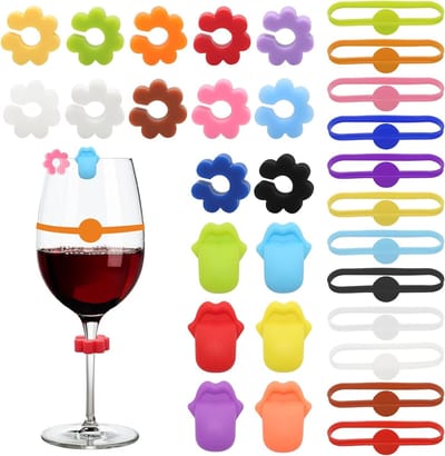 30 Stuks Herbruikbare Glazen Markers voor Dranken, Multikleurige Wijnglas Markers voor Feesten, Barware en Bruiloften