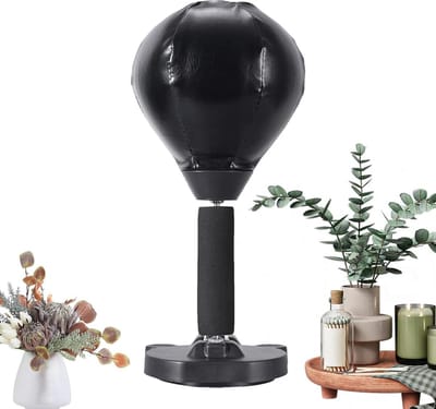 Tafel Bokszak - Desktop Bal - Stress Verminderen - Sterke Zuignap - 37 cm Hoog - Zwart