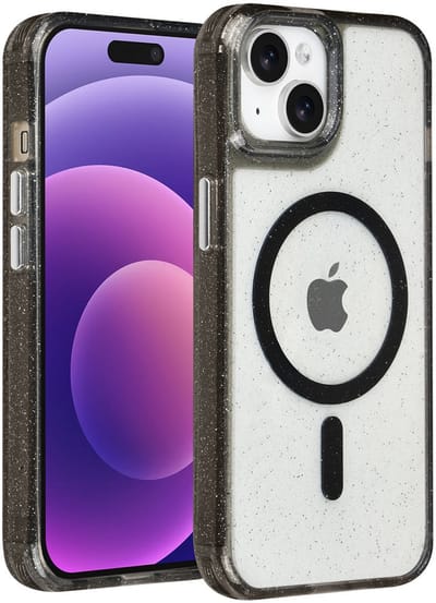 TUNIQ telefoonhoesje voor Apple iPhone 15 - MagSafe met glitter - Zwart