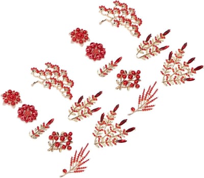 Bloemknoppen Versieringen - Knoppen Legering - Sieraden Maken - Elegant Bloemontwerp - 16 Stuks - Rood