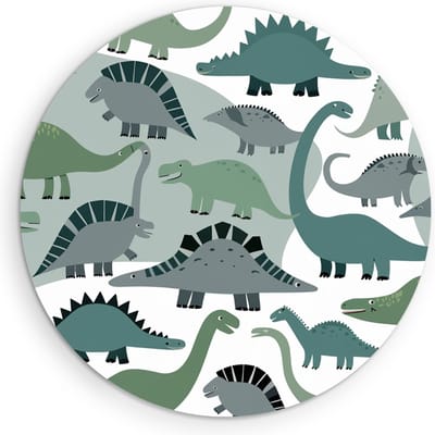 Saammp Muurcirkel Hout - Verschillende dinos - Kinderkamer - Ø 90 - Wandcirkel - Wanddecoratie Cirkel - Muurdecoratie Woonkamer - Slaapkamer decoratie - Rond Schilderij